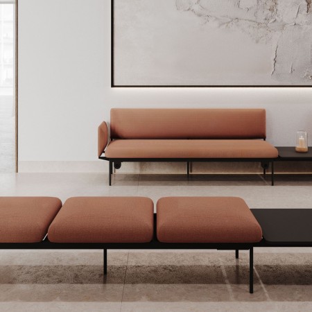 Canapé Fora Care long avec module d’angle droit, revêtement jaune – Fora Care 2