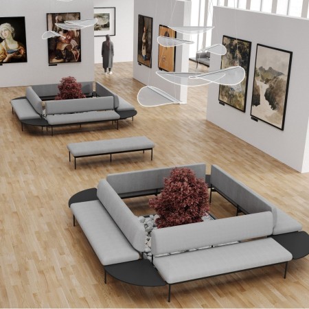 Salle d’attente design équipée de canapés modulaires Fora Care – Fora Care