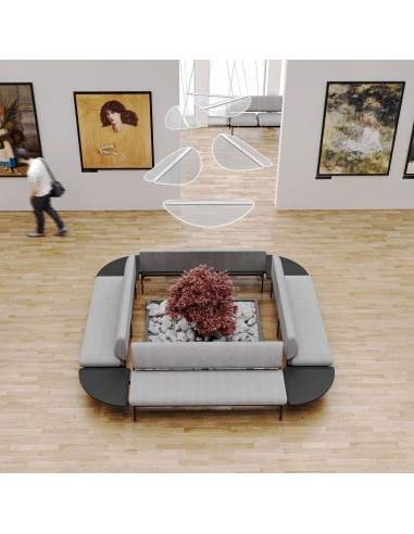 Vue d’ensemble d’un espace galerie avec canapés Fora Care – Fora Care