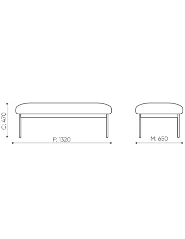 Dimensions de la banquette rembourrée rectangulaire – Fora Care