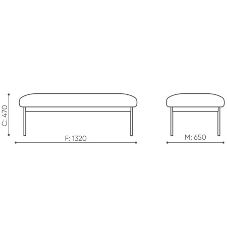 Dimensions de la banquette rembourrée rectangulaire – Fora Care