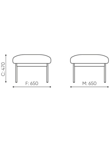 Schéma technique avec dimensions de la banquette – Fora Care