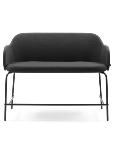 Banc noir élégant, assise capitonnée et structure métallique – Flos