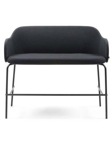 Banc noir minimaliste, assise capitonnée et structure fine – Flos