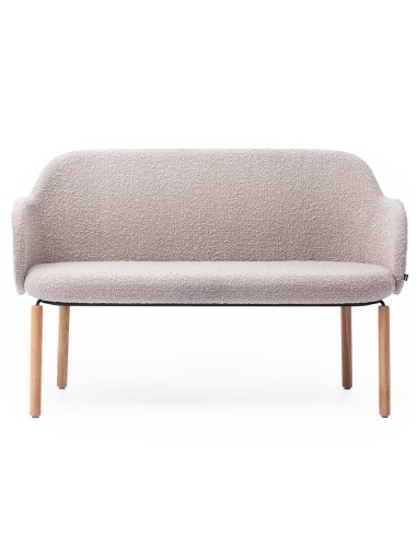 Vue avant du banc Flos en tissu beige sur pieds bois - Flos