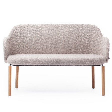 Vue avant du banc Flos en tissu beige sur pieds bois - Flos