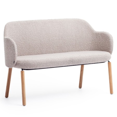 Vue latérale du banc Flos beige aux lignes arrondies - Flos