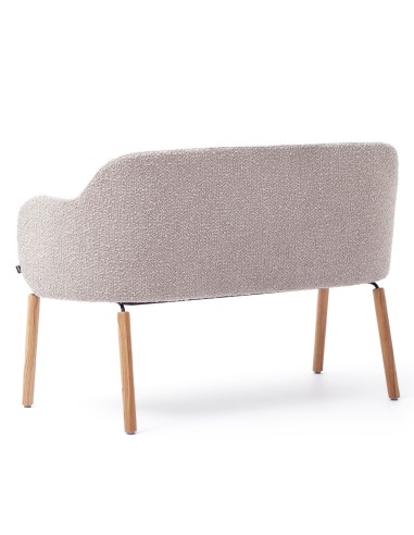 Vue arrière du banc Flos beige avec structure bois - Flos