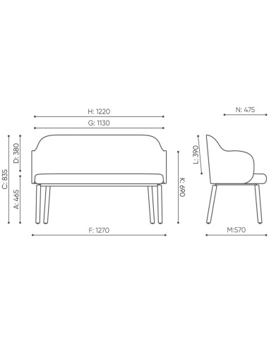 Dimensions du banc Flos avec mesures précises - Flos
