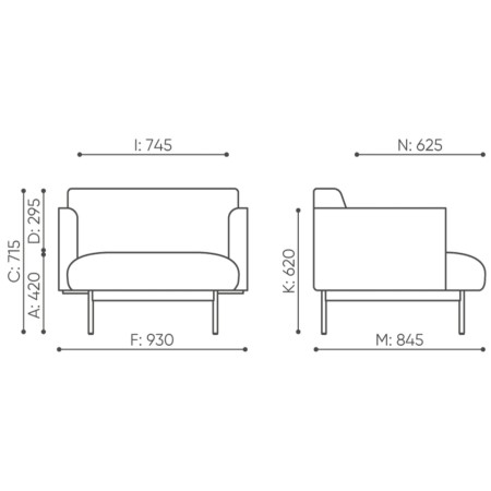 Dimensions du fauteuil Fora avec mesures précises - Fora