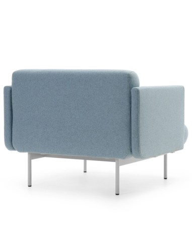 Vue arrière du fauteuil Fora bleu clair sur pieds métal - Fora