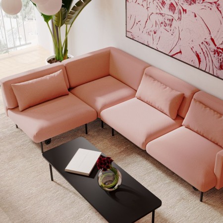 Espace salon moderne avec configuration d’angle Fora rose - Fora