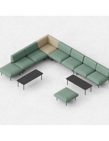 Ensemble de canapés modulaires Fora en tissu vert - Fora