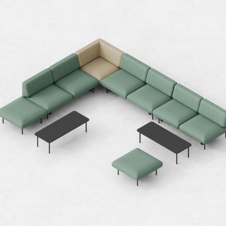Ensemble de canapés modulaires Fora en tissu vert - Fora