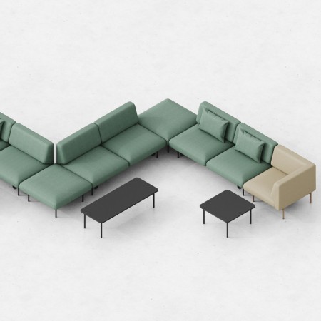 Grande composition modulaire Fora en vert, vue aérienne - Fora