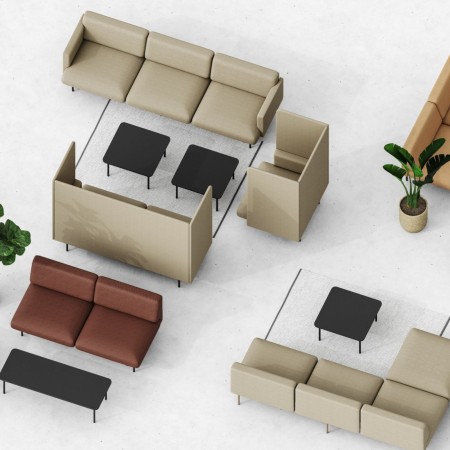 Configurations modulaires Fora en vue aérienne, tons beiges - Fora