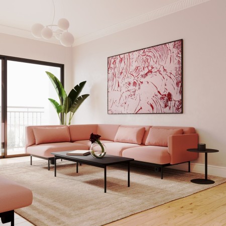 Disposition cosy avec modules Fora roses et beiges - Fora