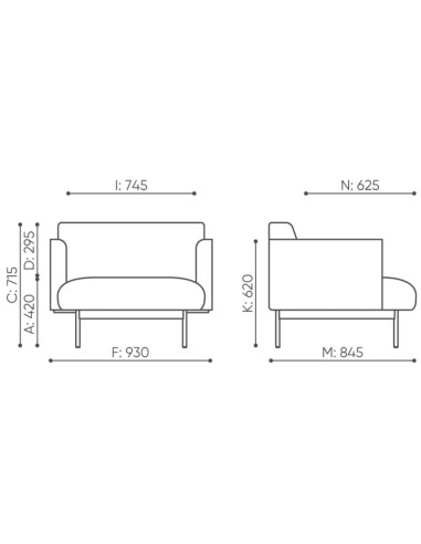 Dimensions du fauteuil acoustique Fora - Fora