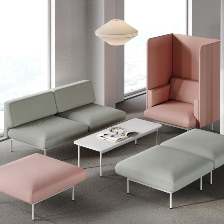 Salon cosy avec fauteuil acoustique Fora jaune - Fora