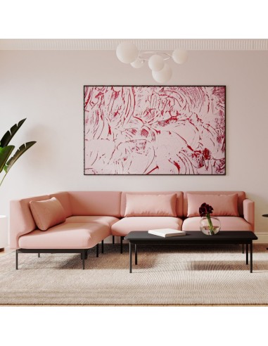 Espace élégant avec banquette acoustique rose et décoration murale - Fora