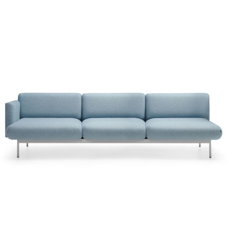 Banquette acoustique trois places en tissu bleu clair - Fora