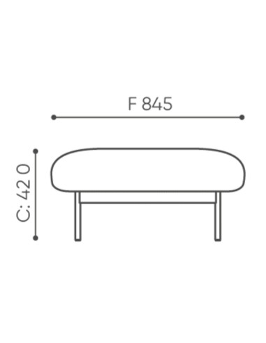 Dimensions du banc bas rectangulaire de la gamme Fora - Fora