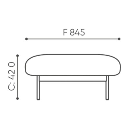 Dimensions du banc bas rectangulaire de la gamme Fora - Fora