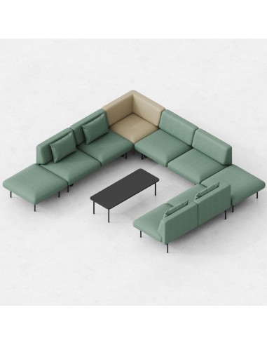 Agencement modulaire en U avec dossiers verts - Fora