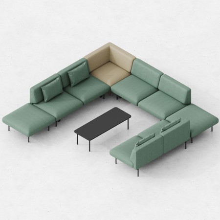 Agencement modulaire en U avec dossiers verts - Fora