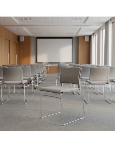 Chaise pour formation ou conférence avec dossier et assise en tissu - WAIT