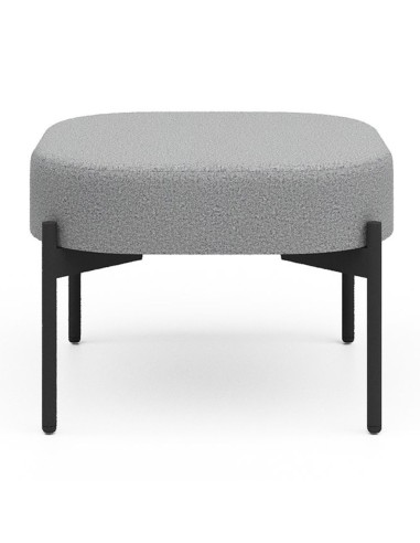 Pouf rembourré gris clair, base en métal noir - Leaf Pod