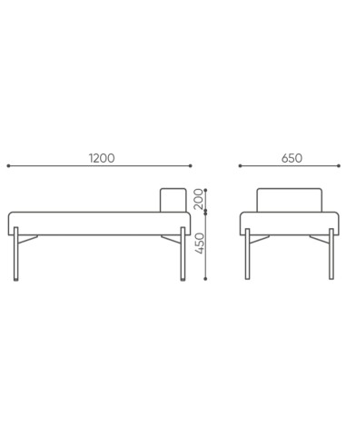 Dimensions fauteuil moderne piètement noir - Leaf Pod