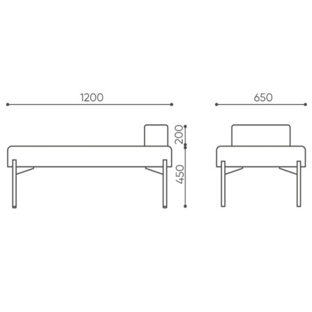 Dimensions fauteuil moderne piètement noir - Leaf Pod