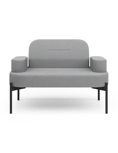 Assise rembourrée gris clair, pieds noirs fins - Leaf Pod