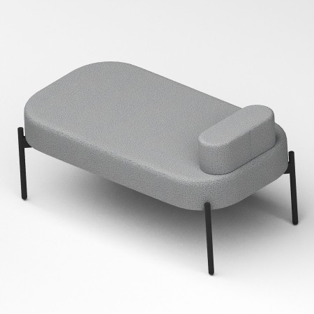 Vue en biais fauteuil arrondi compact gris clair - Leaf Pod