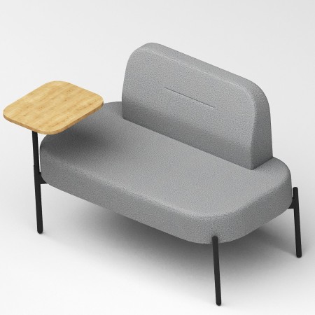 Fauteuil rembourré gris clair structure métallique - Leaf Pod