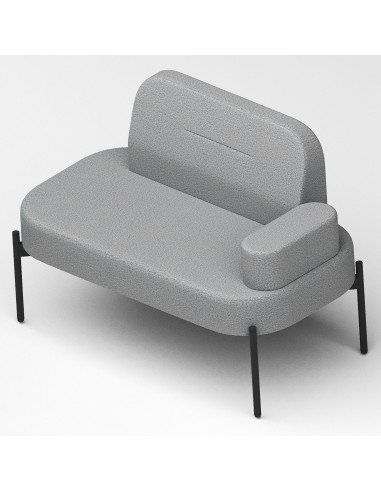 Vue en diagonale fauteuil tissu gris clair - Leaf Pod