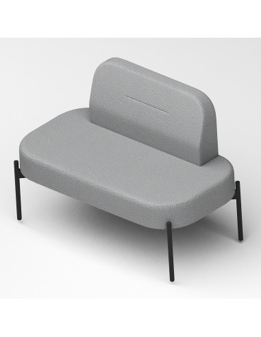 Fauteuil compact gris clair, piètement fin noir - Leaf Pod