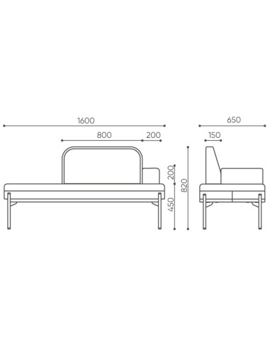 Dimensions fauteuil compact rembourré gris clair - Leaf Pod
