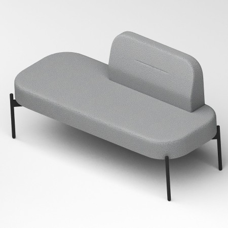 Assise rembourrée gris clair avec piètement noir - Leaf Pod