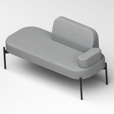 Vue en perspective arrière du fauteuil gris - Leaf Pod