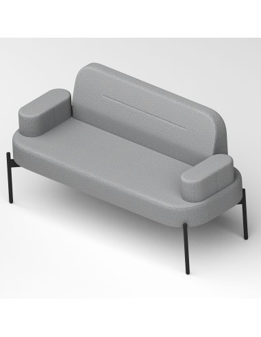 Fauteuil gris clair rembourré, piètement fin noir - Leaf Pod