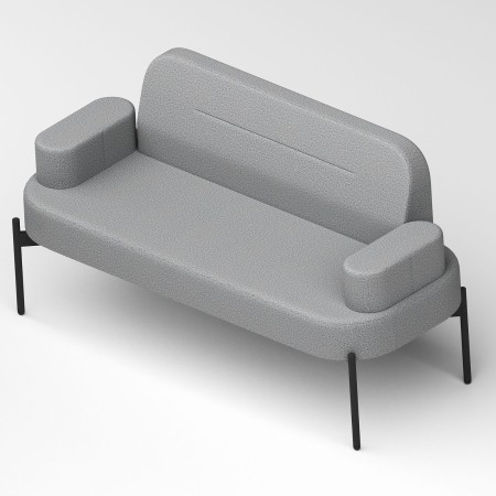 Fauteuil gris clair rembourré, piètement fin noir - Leaf Pod