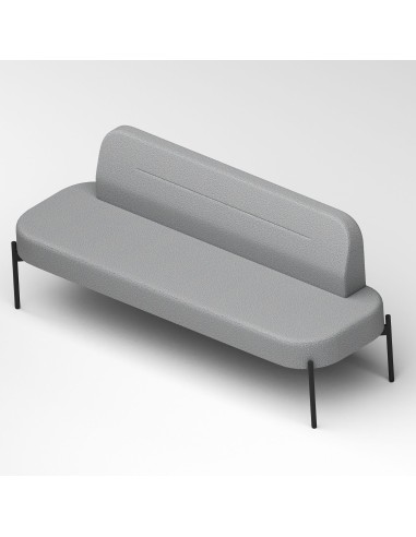 Vue en biais fauteuil tissu gris clair moderne - Leaf Pod