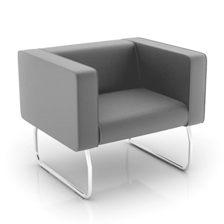 Fauteuil gris clair avec piètement métallique fin - Legvan