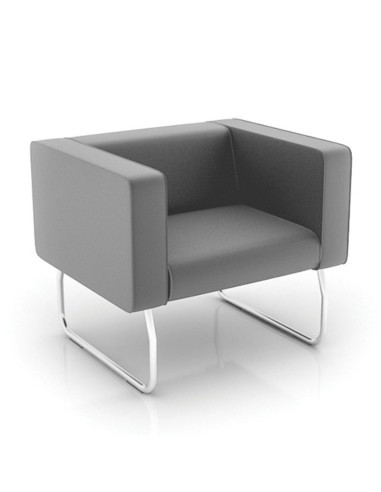 Fauteuil gris clair avec piètement métallique fin - Legvan