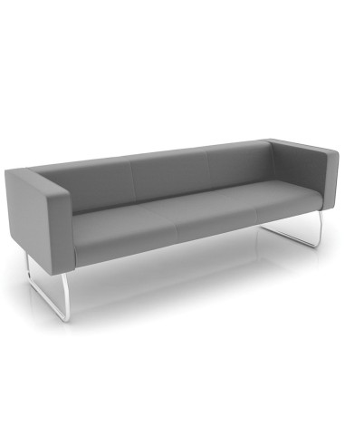 Vue perspective canapé trois places gris avec piètement métal - Legvan