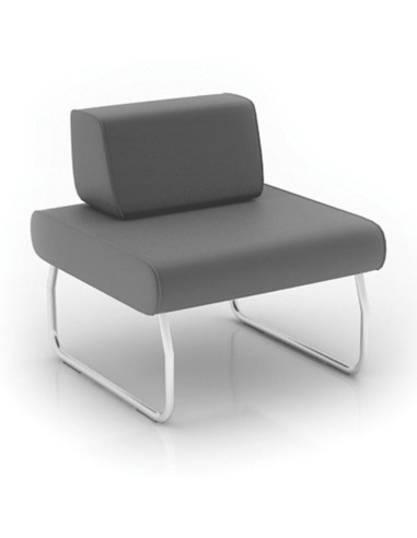 Fauteuil Legvan gris avec piètement métallique