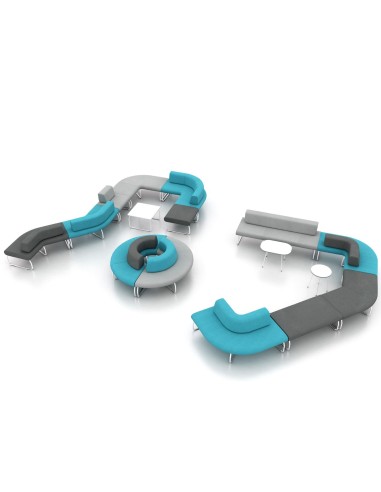 Configurations modulaires colorées de sièges Legvan en formes arrondies - Legvan