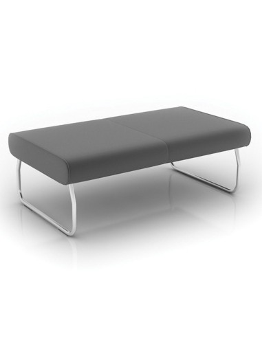 Banc rectangulaire Legvan gris avec piètement métallique blanc - Legvan